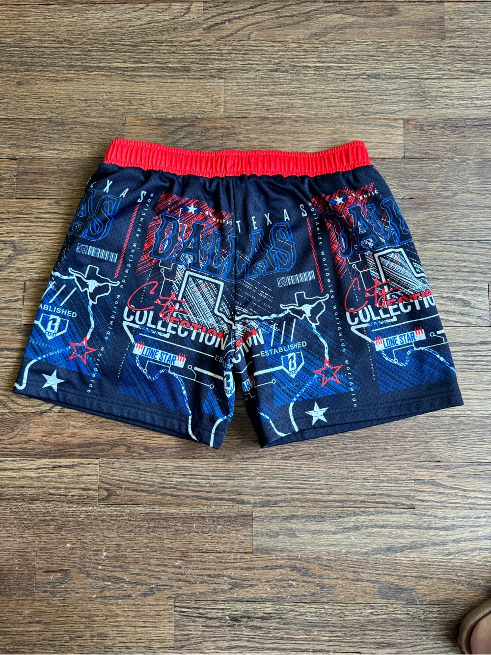 Kids Red and Black Athletic Mesh Shorts with Elastic Waistband